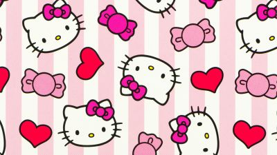 Hello Kitty background, Pink background, Hello kitties