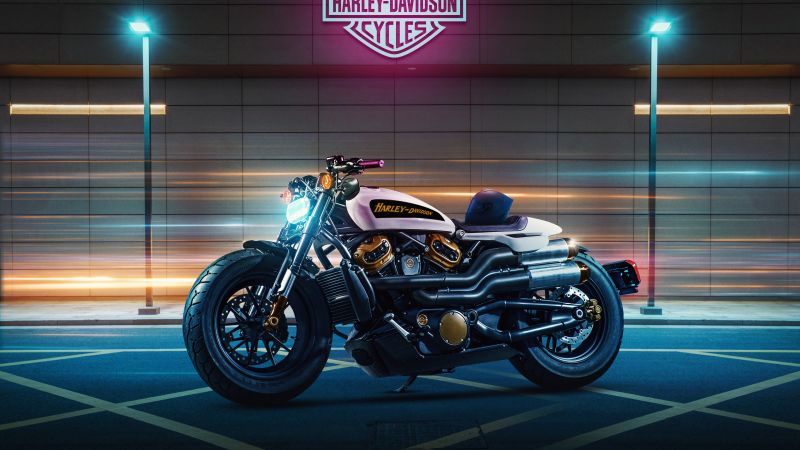 Harley-Davidson Sportster S, Neon background, Night lights