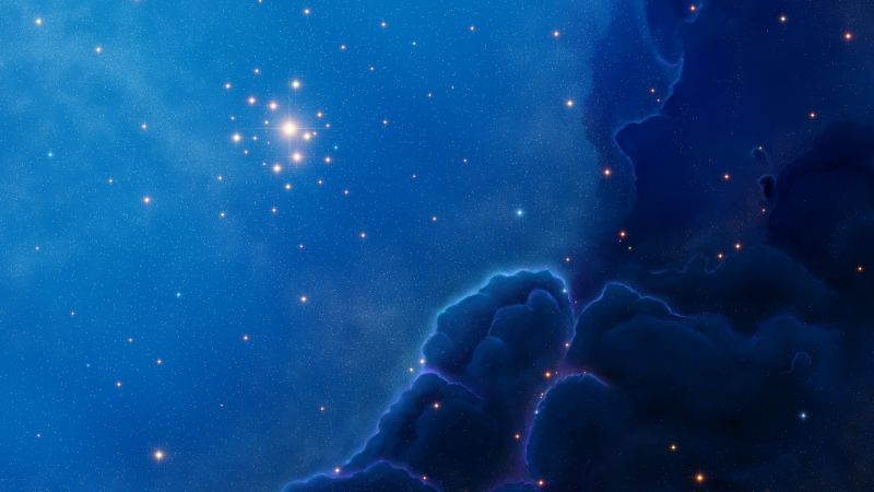 Nebula, Constellation, Night sky, Stars in sky, Blue background, Wallpaper