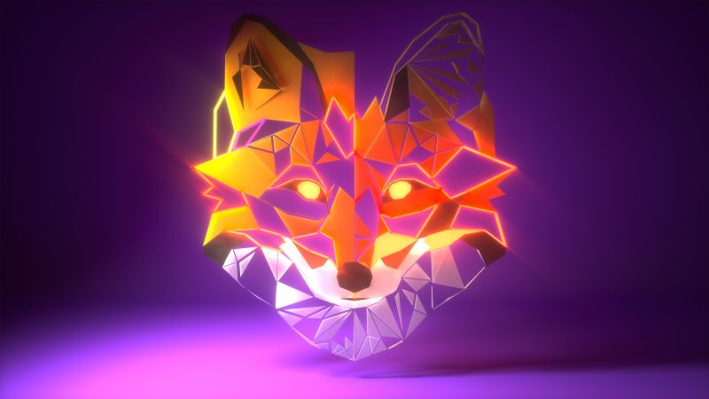 Kitsune, Firefox, Purple background, Wallpaper