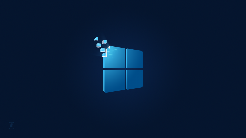 Windows 11, Dark blue, Windows logo, Wallpaper