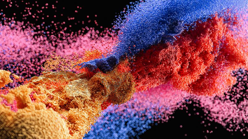 Particle explosion, Simulation, Colorful background, 5K, 8K, Wallpaper