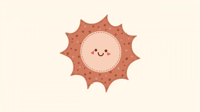 Kawaii smiley, Kawaii face, Cute face, Cute smiley, Kawaii sun, 5K, Cartoon, Wallpaper