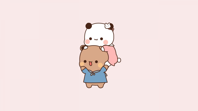 Adorable, Kitty couple, Kawaii couple, Milk and Mocha Bears, Love couple, Milk bear, Mocha bear, 5K, Cartoon, Wallpaper