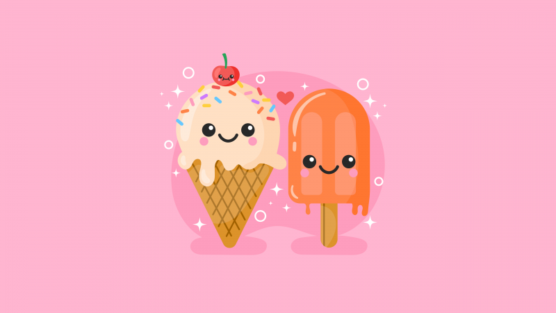 Kawaii ice cream, Cute ice cream, Ice cream cone, Kawaii popsicle, Kawaii food, Wallpaper
