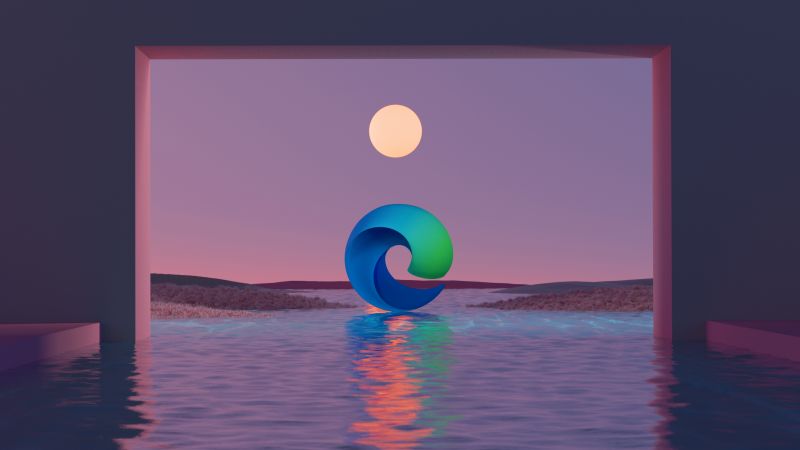 Microsoft Edge, Landscape, Moon, Surreal, Wallpaper
