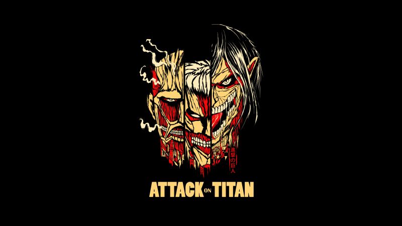 Attack on Titan, AMOLED, Shingeki no Kyojin, 5K, Black background, AOT, Wallpaper