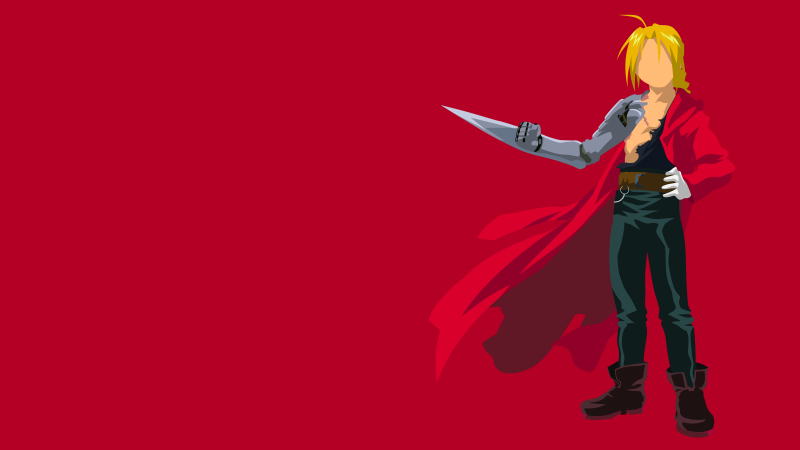 Fullmetal Alchemist: Brotherhood, Edward Elric, Red background, 5K, Minimalist, 8K, Wallpaper