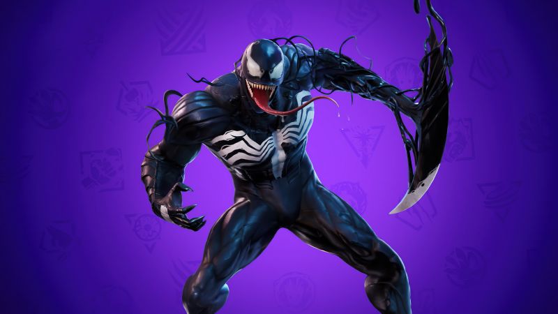 Fortnite, Venom, Purple background, Wallpaper