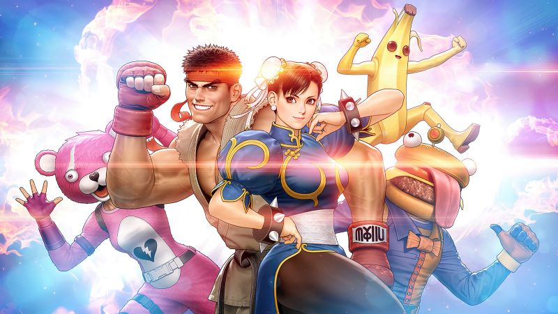 Fortnite, Ryu, Chun Li, Street Fighter, Crossover, Wallpaper