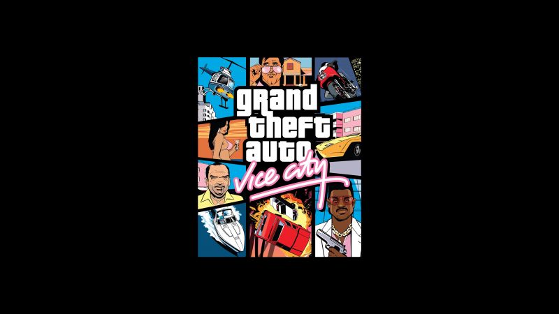 Grand Theft Auto: Vice City, GTA Vice City, Black background, 5K, 8K, Wallpaper
