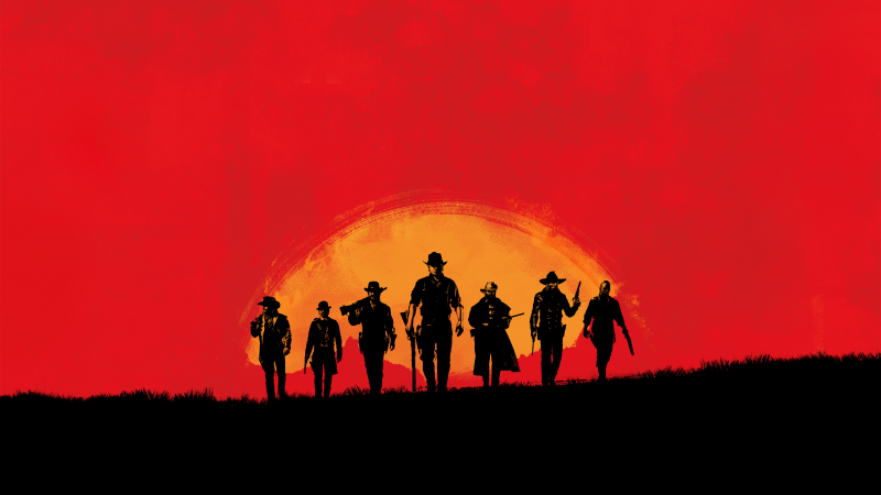 Red Dead Redemption 2, PC Games, PlayStation 4, Xbox One, Rockstar Games, Red background, Western, Wallpaper