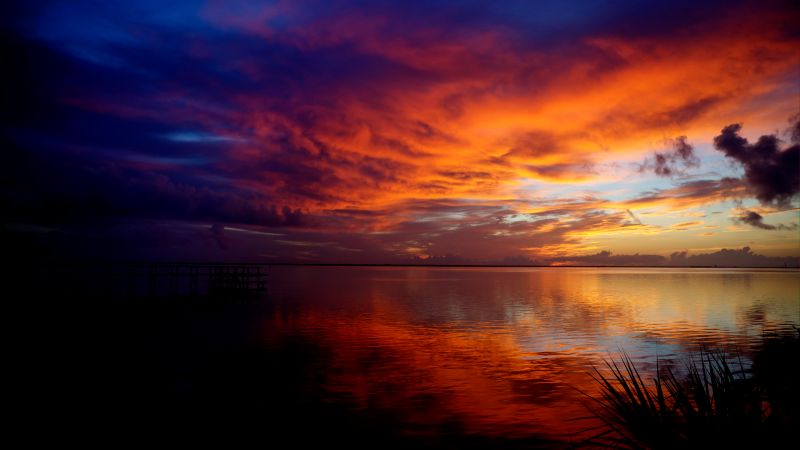 Sunrise, Indian Indian River, Florida, Dawn, USA, 5K, Wallpaper