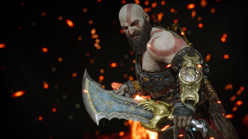 Blades of Chaos, Armor, Kratos, God of War Ragnarök, Wallpaper