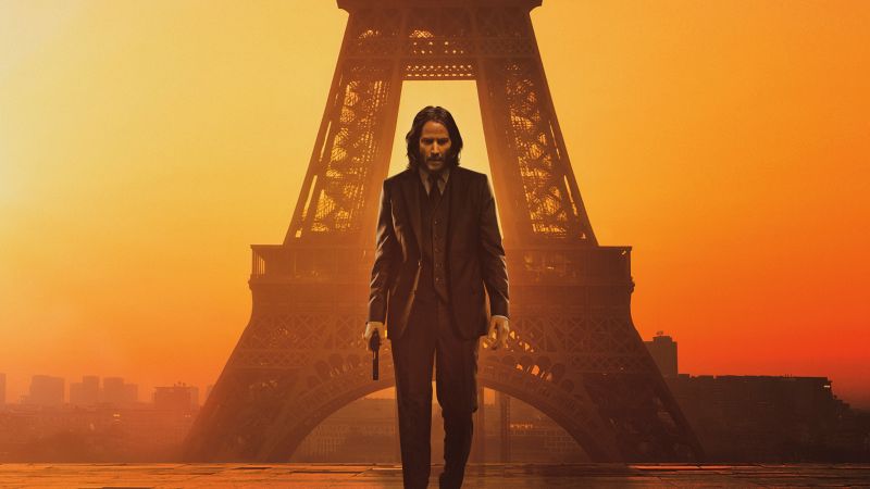 John Wick: Chapter 4, Keanu Reeves as John Wick, John Wick 4, 2023 Movies, Eiffel Tower, Wallpaper