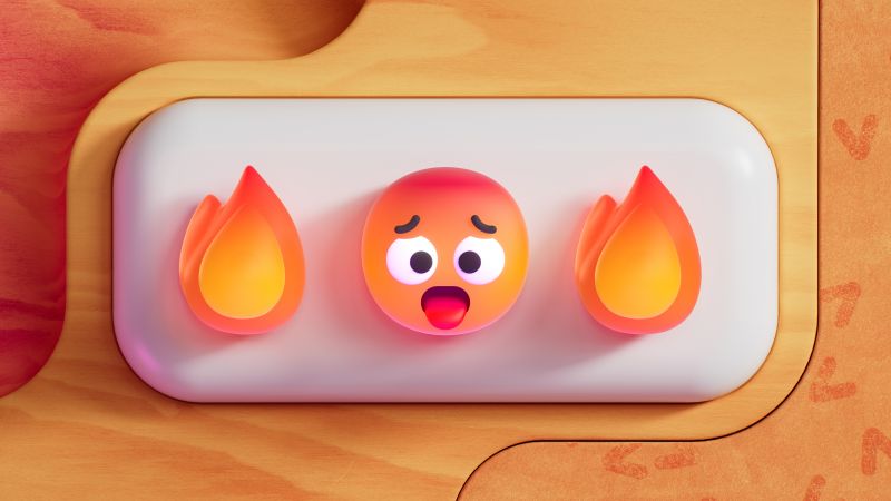Emoticons, Emoji, 3D background, Fire, Smiley, Wallpaper