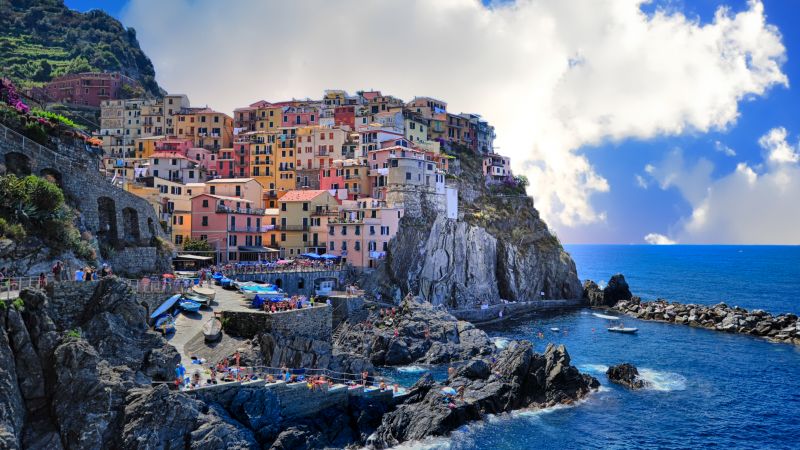 Manarola, Cinque Terre, Ligurian Sea, Italy, Daytime, Wallpaper