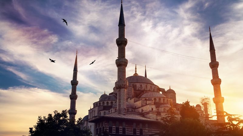 Blue Mosque, Ancient architecture, Sultan Ahmed Mosque, Istanbul, Turkey, Islamic, Arab, Spiritual, Wallpaper