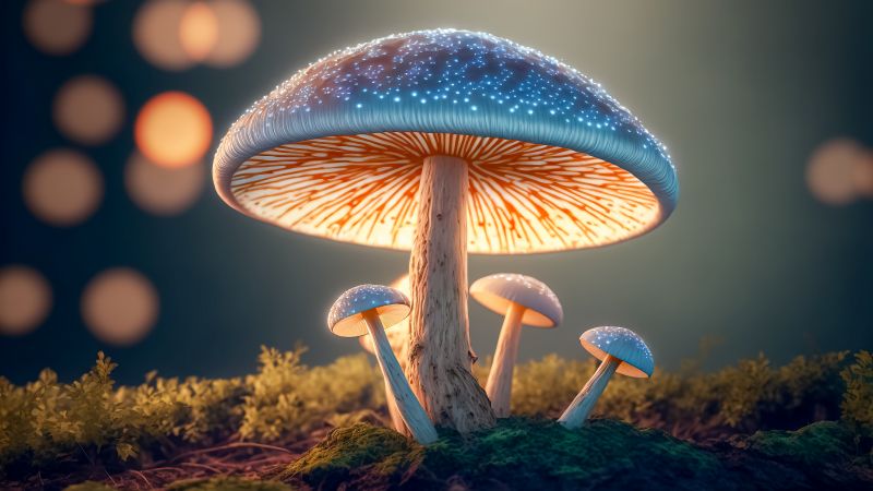 Mushroom forest, Surreal, AI art, Wallpaper