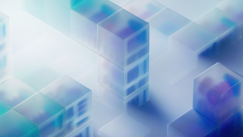 Aesthetic, 3D background, Glass, Blue background, Windows 365, Abstract background, Wallpaper