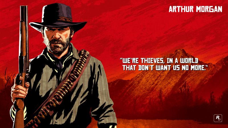 Red Dead Redemption 2, Arthur Morgan quotes, RDR2 quotes, Rockstar Games, Red background, Wallpaper