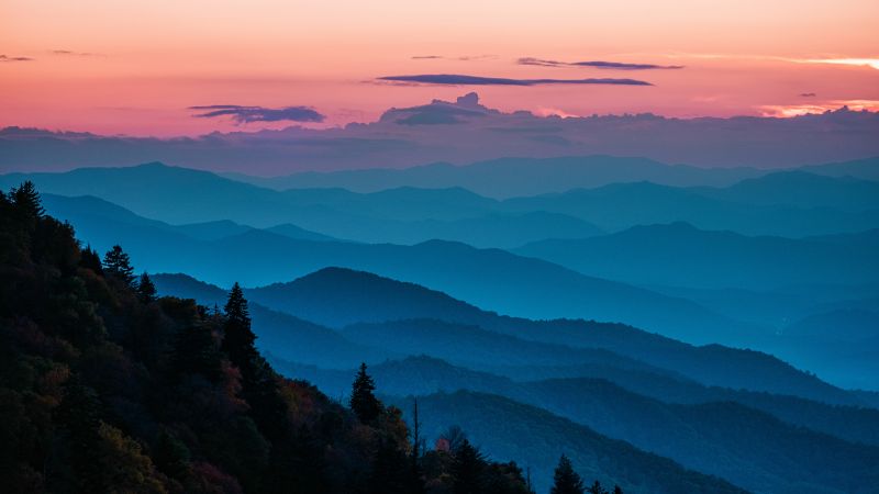 Blue Ridge Mountains, USA, Layers, Appalachian Mountains range, Scenic, Hiking trail, 5K, 8K, Wallpaper