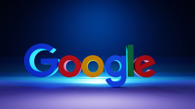 Google, Blue background, 3D Art, Wallpaper