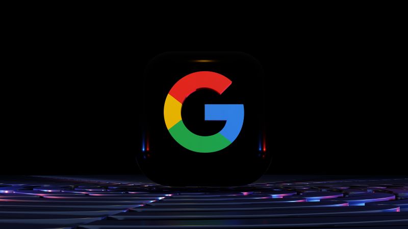 Google logo, 8K, Dark background, 5K, Wallpaper