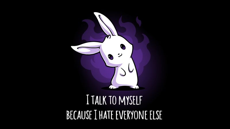 Cute rabbit, Motivational quotes, 5K, 8K, Black background, Meme, Wallpaper