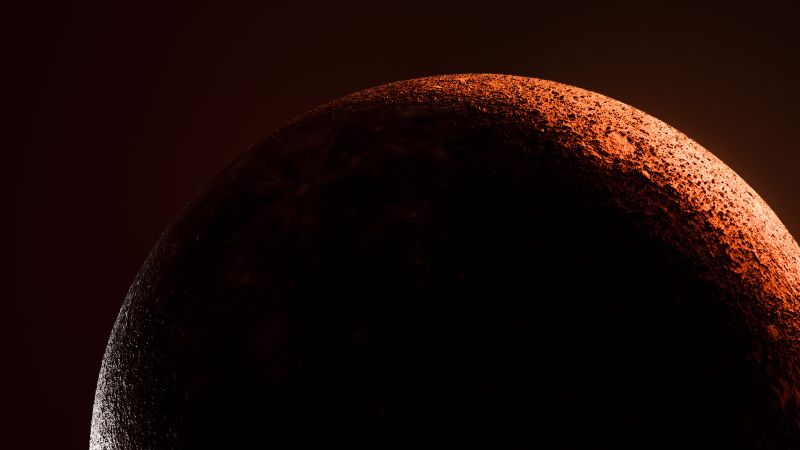 Moon, 3D Render, Brown background, SpaceX, Dark background, 5K, Wallpaper