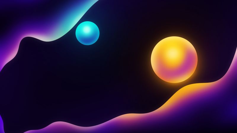Spheres, Illustration, Glow, Digital composition, 5K, Wallpaper