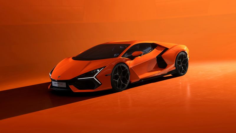 Lamborghini Revuelto, Exotic car, Hybrid sports car, Orange aesthetic, 5K, 8K, 2023, Wallpaper