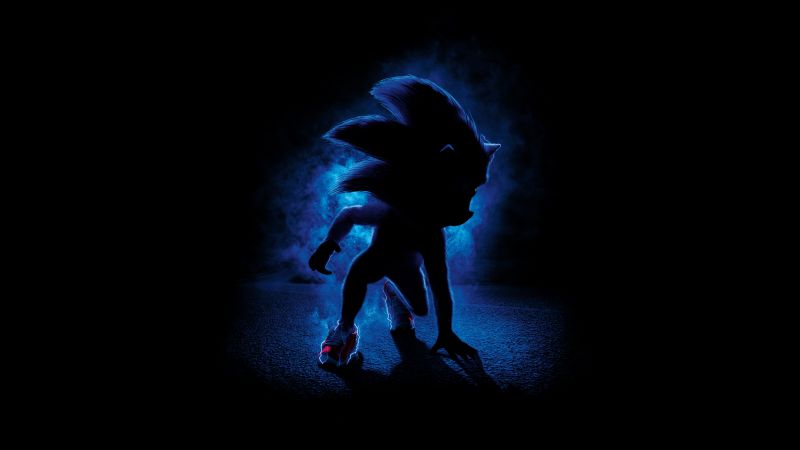 Sonic the Hedgehog, Black background, 5K, 8K, Wallpaper