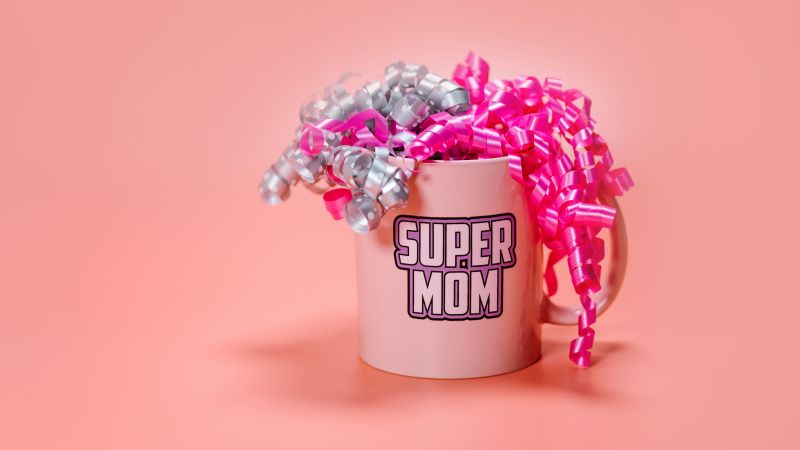 Super MOM, Mug, Pastel pink, Happy Mother's Day, 5K, Wallpaper