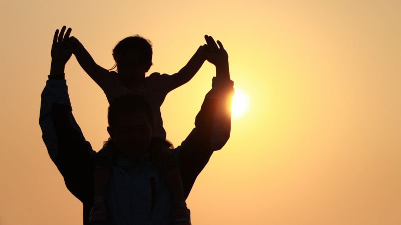 Dad - Daughter, Sunset, Silhouette, Happy Fathers Day, 5K, Wallpaper