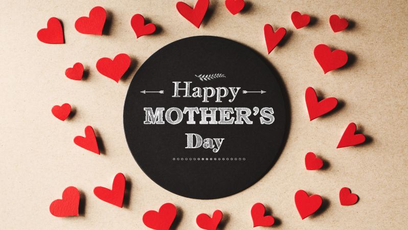 Happy Mother's Day, 5K, Greetings, Red hearts, Wallpaper