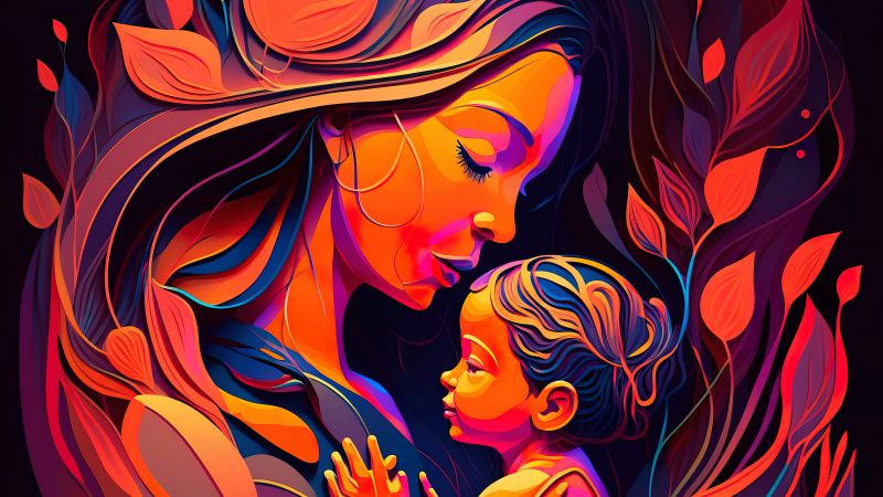 Mother, Child, Mother's Day, AI art, Mom, Wallpaper