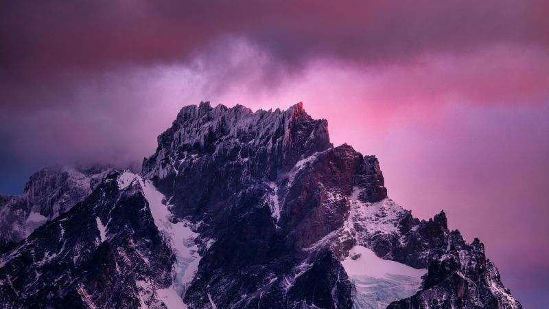 Mountain, Pink sky, Twilight, Chile, 5K, 8K, Wallpaper