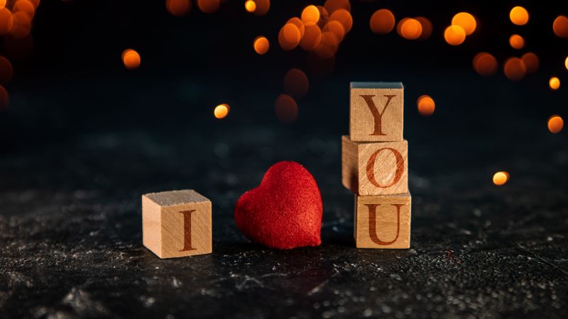 I Love You, Love heart, Red heart, Bokeh Background, 5K, Wallpaper