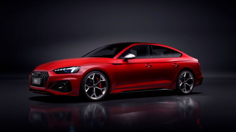Audi RS 5 Sportback competition, 2023, Dark background, Red cars, Sports sedan, 5K, 8K, Wallpaper