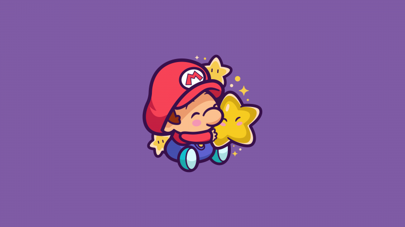 Super Mario, Cute Mario, Purple background, 5K, 8K, Wallpaper