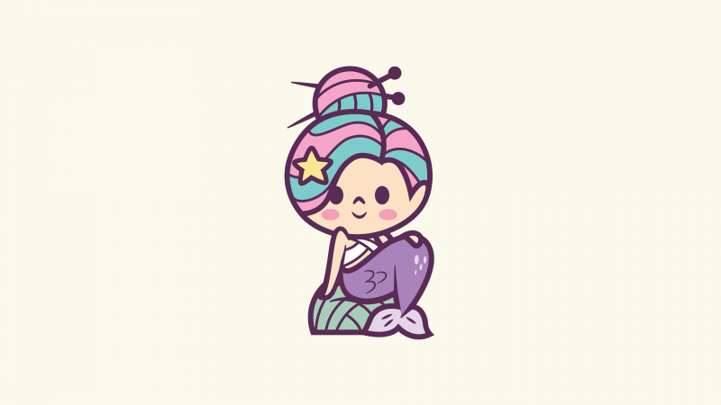Cute mermaid, Disney Princess, Kawaii cartoon, Simple