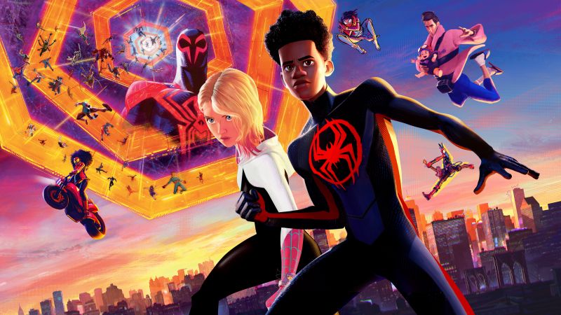 Spider-Man: Across the Spider-Verse, Movie poster, Spider-Gwen, Miles Morales, 8K, 5K, 2023 Movies, Marvel Comics, Spiderman, Wallpaper