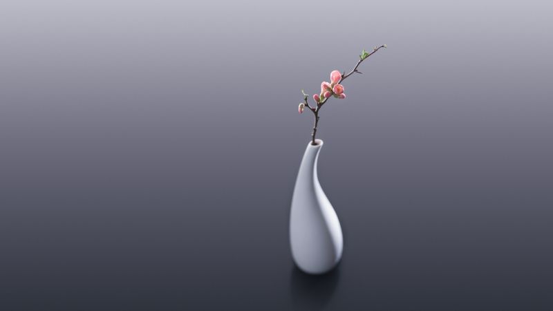 Flower vase, Flower bouquet, Monochrome, Stock, Black and White, Simple, Wallpaper