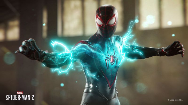 Marvel's Spider-Man 2, Miles Morales suit, 2023 Games, PlayStation 5, Wallpaper