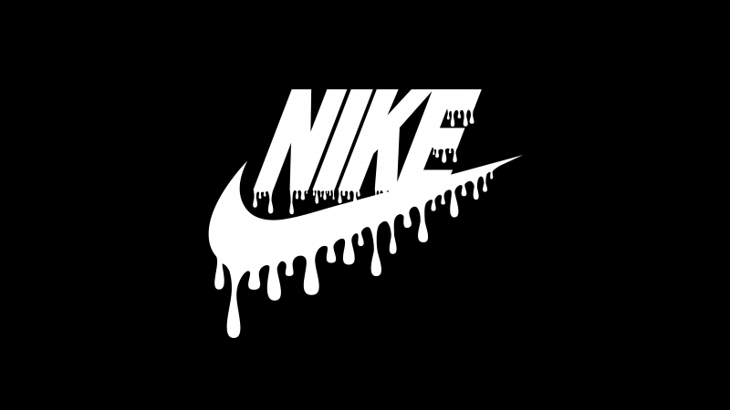 Nike, Drippy, 8K, Black background, Drippy typography, Wallpaper