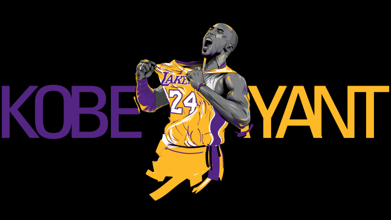 Kobe Bryant, Los Angeles Lakers, 5K, Black background, American basketball player, Wallpaper