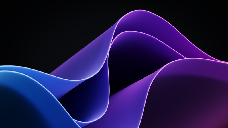 Waves, Purple, Windows 11, Dark Mode, Black background, Aesthetic, Wallpaper