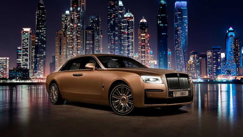 Rolls-Royce Ghost Extended, Dubai Marina, Night City, Bespoke, 5K, 8K, Wallpaper