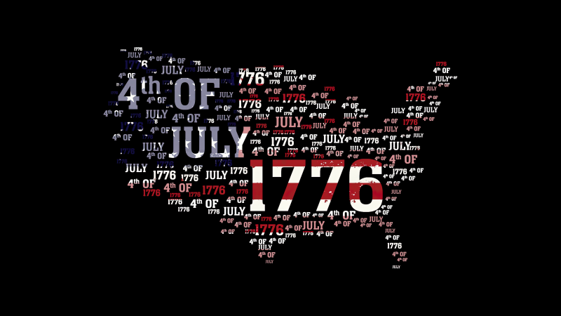 4th of July, Independence Day, United States of America, Black background, 5K, United States Map, Map of USA, Wallpaper